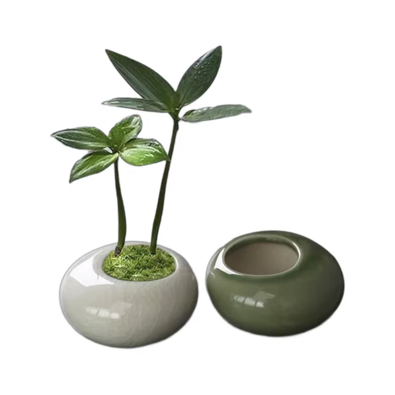 Mini pot de fleurs glacé effet craquelé