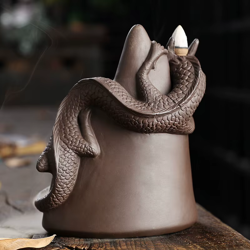 Brûleur d'encens à reflux d'argile violette