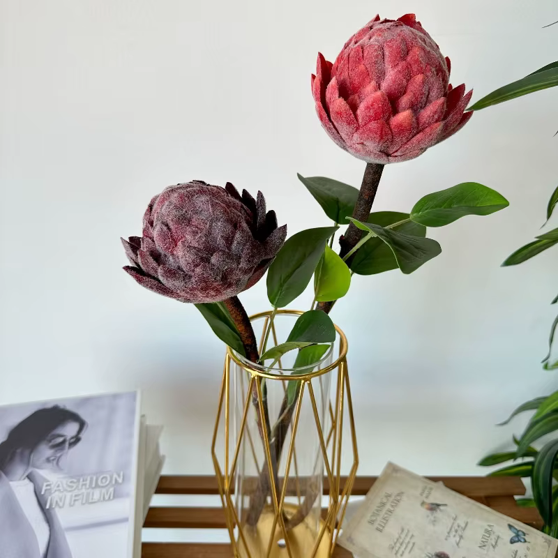 Fleurs artificielles rétro flocées