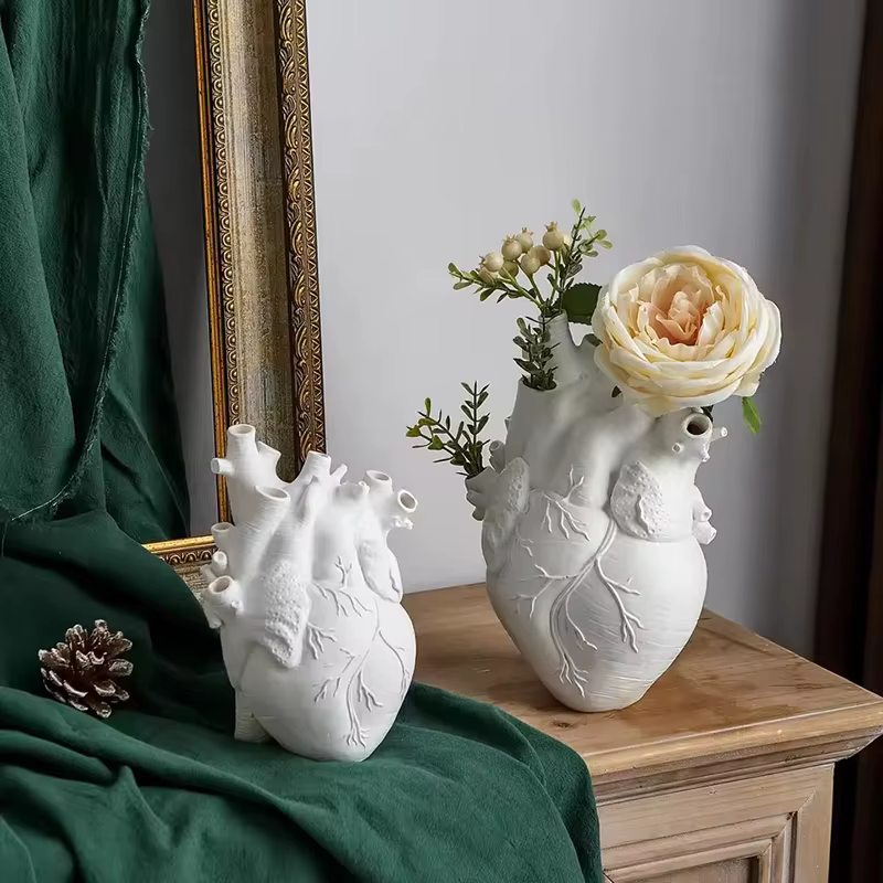 Simulation coeur Vase pot de fleurs résine ornement Arts et artisanat originalité maison bureau Arrangement
