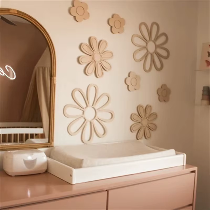 Marguerite en bois fleurs murales décor de pépinière Boho