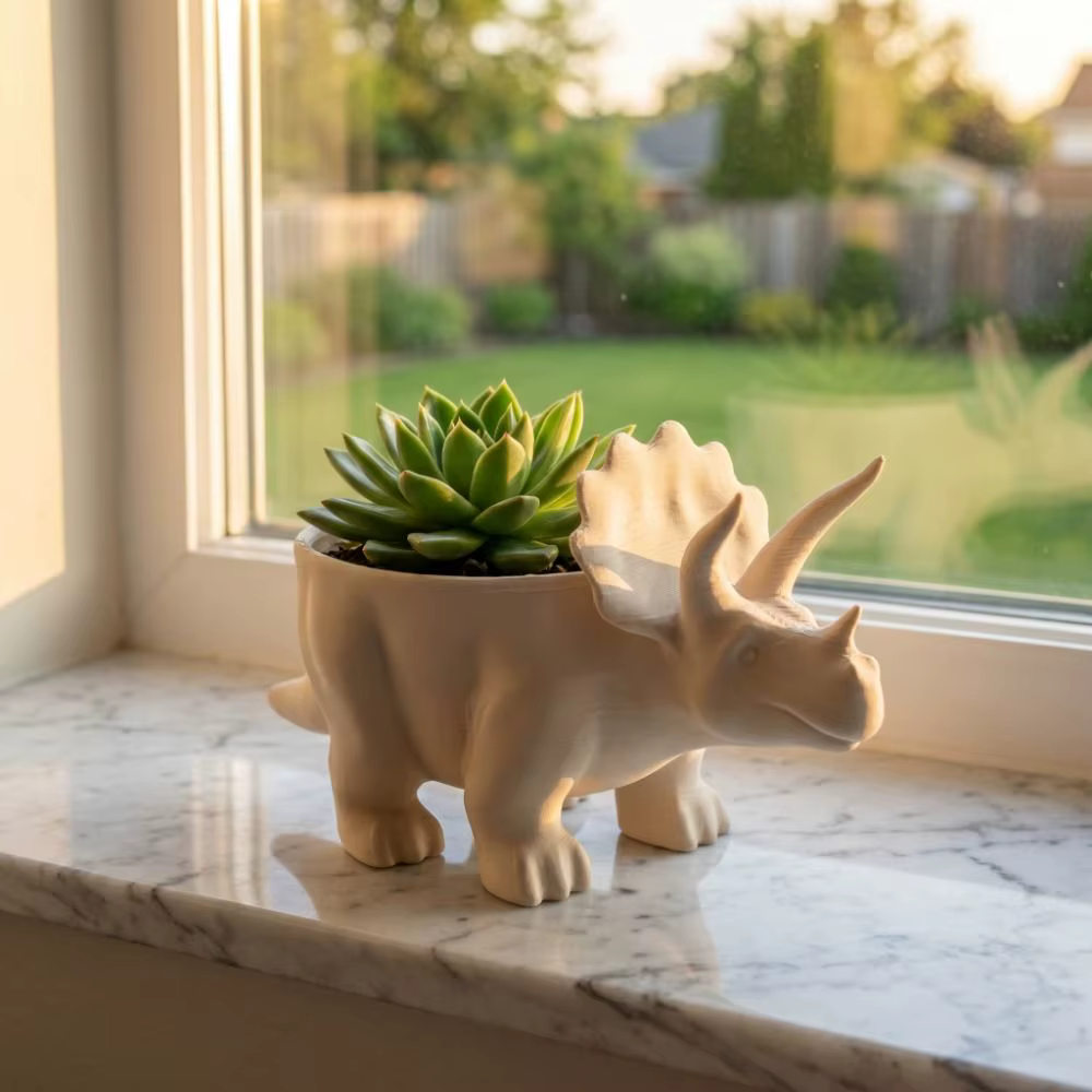 Pot de fleurs dinosaure imprimé en 3D multifonctionnel