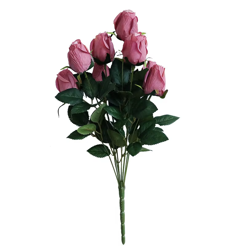 Bouquet de roses artificielles à 9 têtes d'aloès vert
