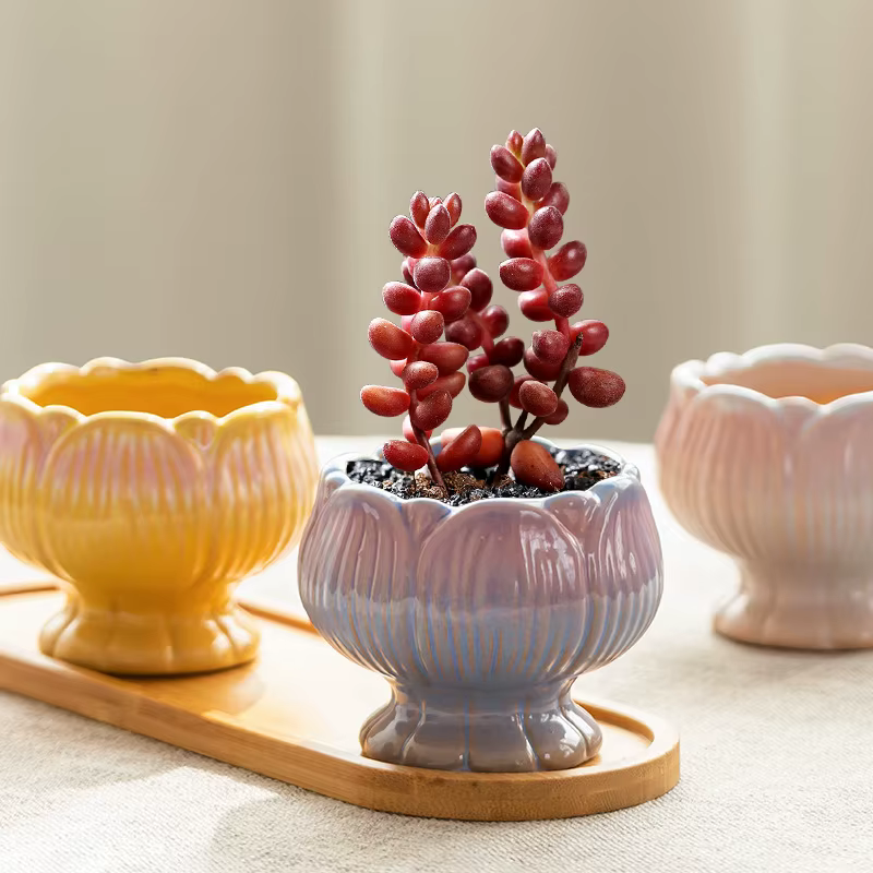 Pot de fleurs en céramique grand bouton de fleur forme Vase