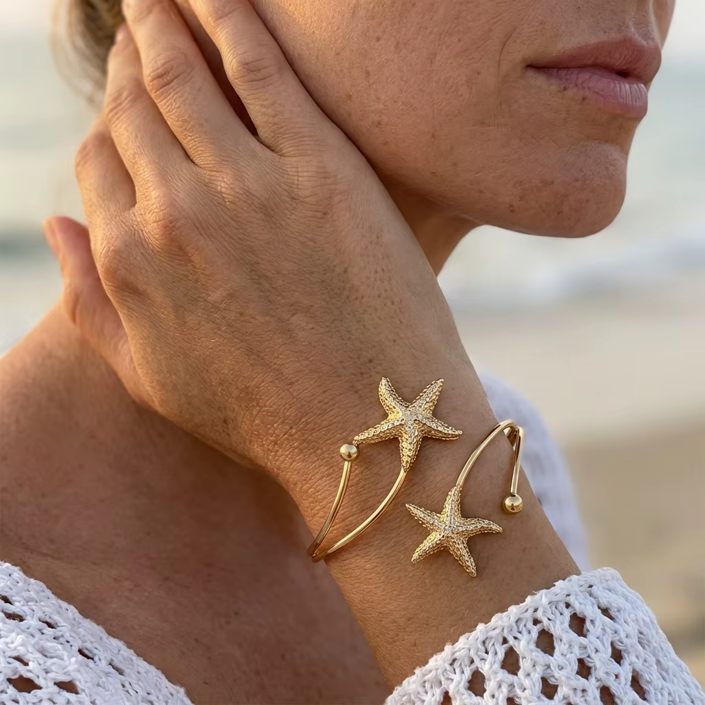 Bracelet Étoile de Mer Style Vacances à la Plage Accessoire Réglable pour Femme Cadeau Tendance Accessoire Quotidien