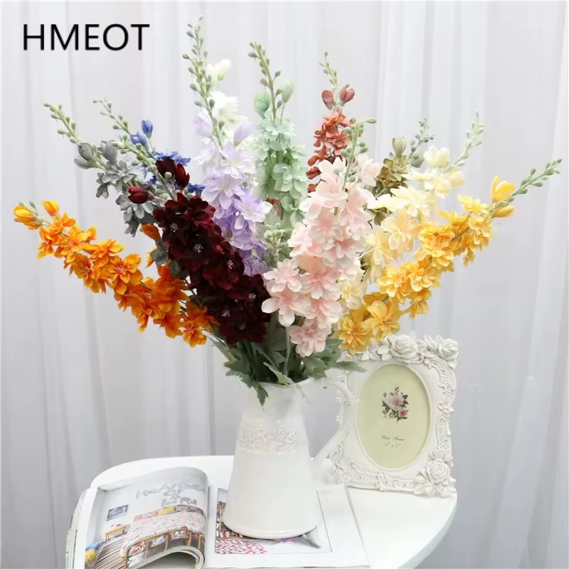 HMEOT 80cm 21 têtes de fleurs artificielles de delphinium longues