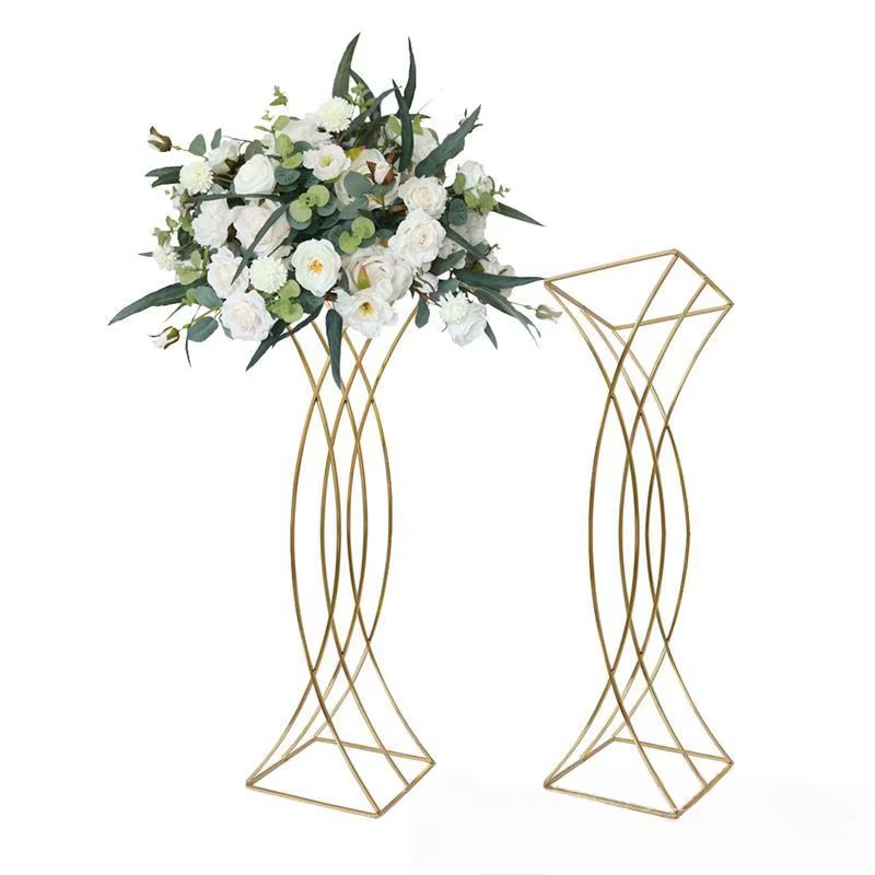 Support de fleurs en métal galvanisé en or