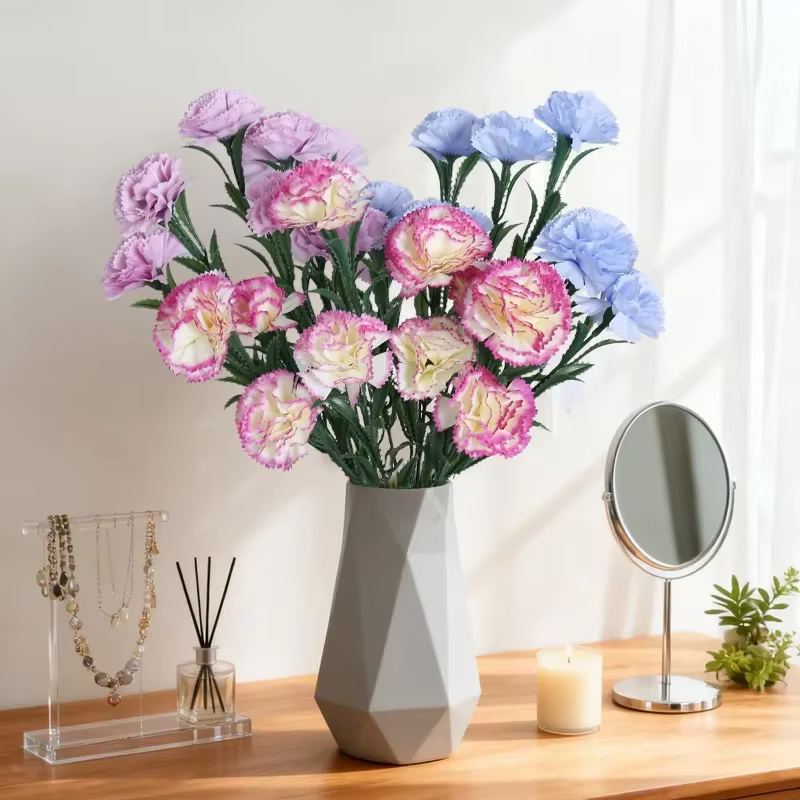Soie artificielle violet œillets plante florale jardin décor Simulation 10 têtes