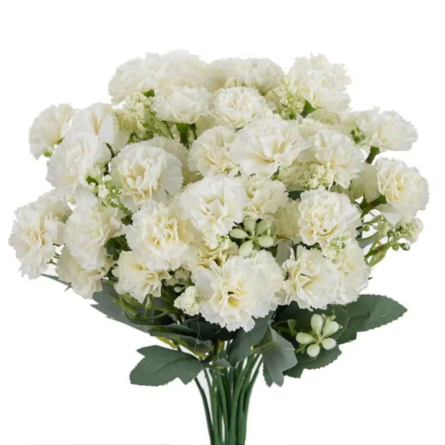 Fleurs artificielles 5 fourches 15 têtes petite œillet pour décoration d'arche de mariage