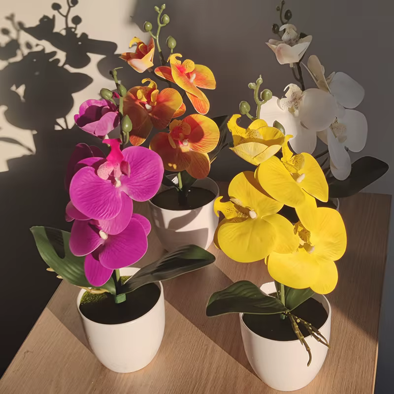 Bonsaï simulé papillon orchidée artificielle plante en pot bureau Table à manger maison