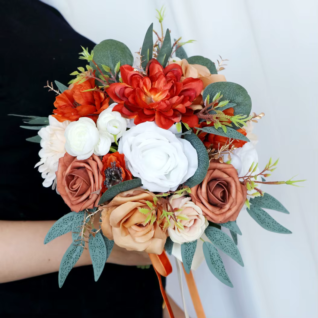 Yannew poussiéreux Rose fleur artificielle Bouquets de mariée