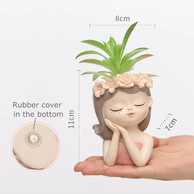 Pot de fleur de fille mignonne pour plantes succulentes