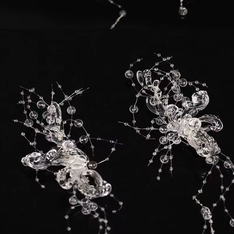 Épingle à cheveux papillon en cristal translucide, accessoire de mariage, conte de fées, couvre-chef à pompon, superbe pince à cheveux de Style féerique