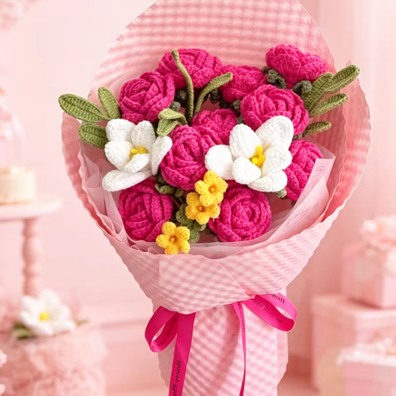 Bouquet floral en crochet de roses exquises