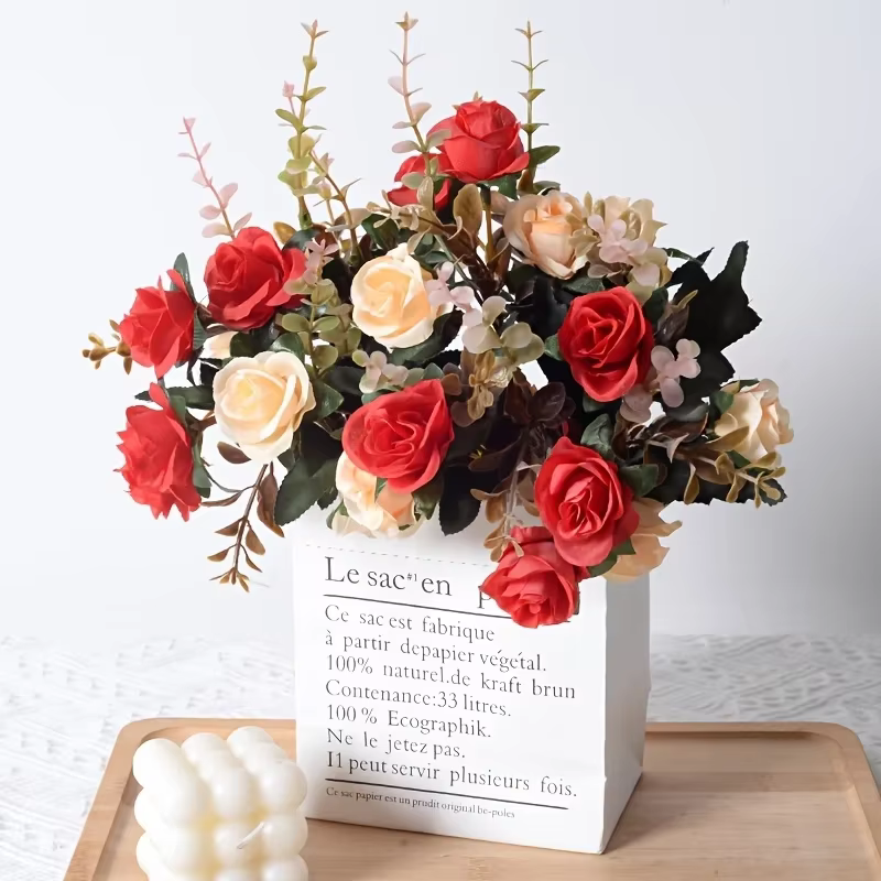 12 têtes de roses artificielles