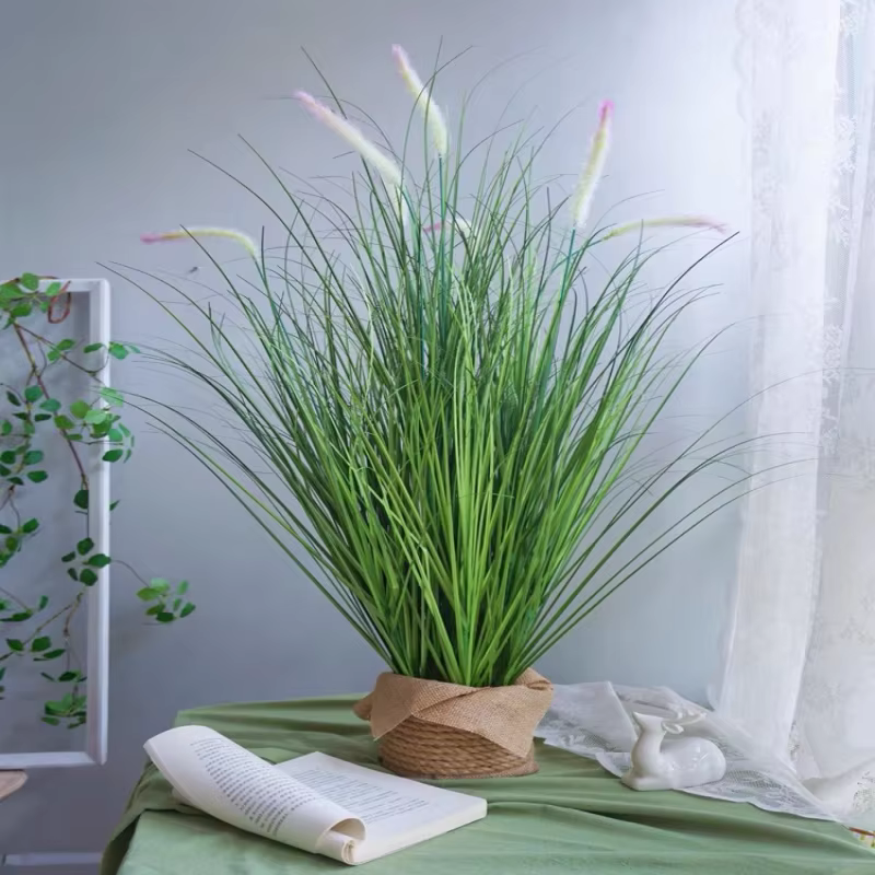 Nouveau 98 cm 2 PC plantes artificielles herbe verte pompon Pampas fausses fleurs fête mariage jardin avec extérieur nordique décoration de la maison
