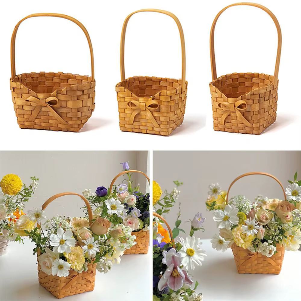 Panier de fleurs de mariée en rotin de saule