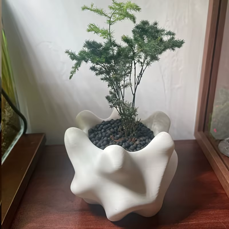 Pot de fleurs géométrique rétro moderne avec trou de drainage