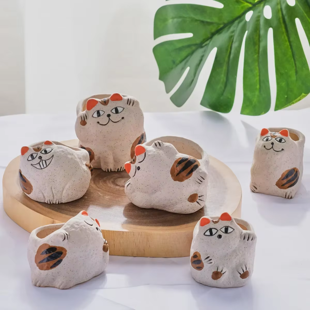 Pot de fleur succulent en céramique Fortune Cat