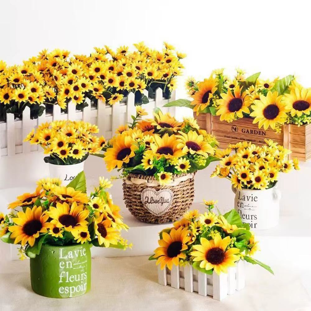 1 Bouquet de fleurs artificielles tournesol pour extérieur