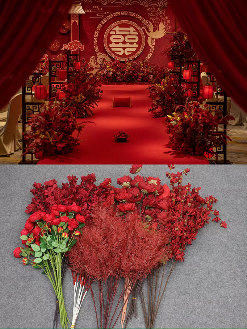 Rose artificielle rouge bordeaux pour mariage
