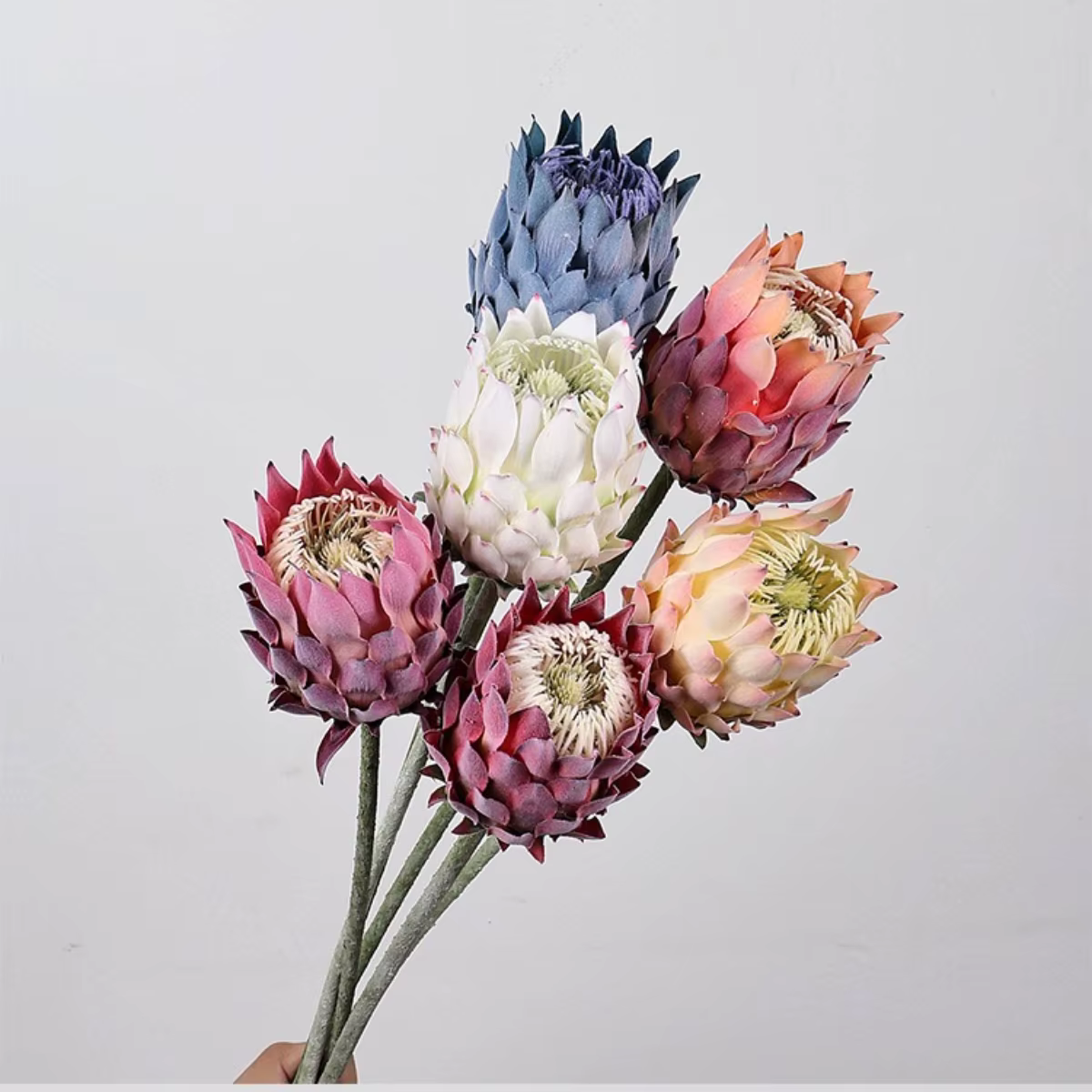 27, 5 pouces artificielle roi Protea fleur chardon nordique fausse