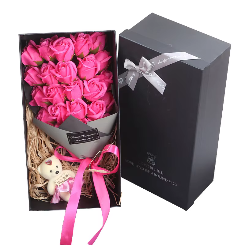 Boîte-cadeau de bouquet de fleurs artificielles Regina