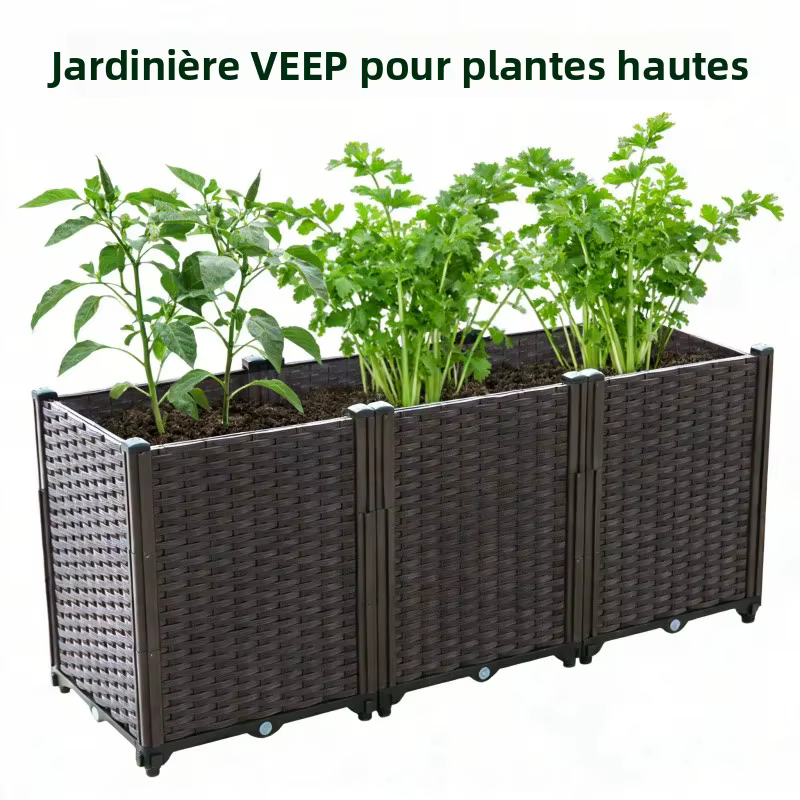 Grande boîte de jardinière à 3 niveaux 120x40x52cm