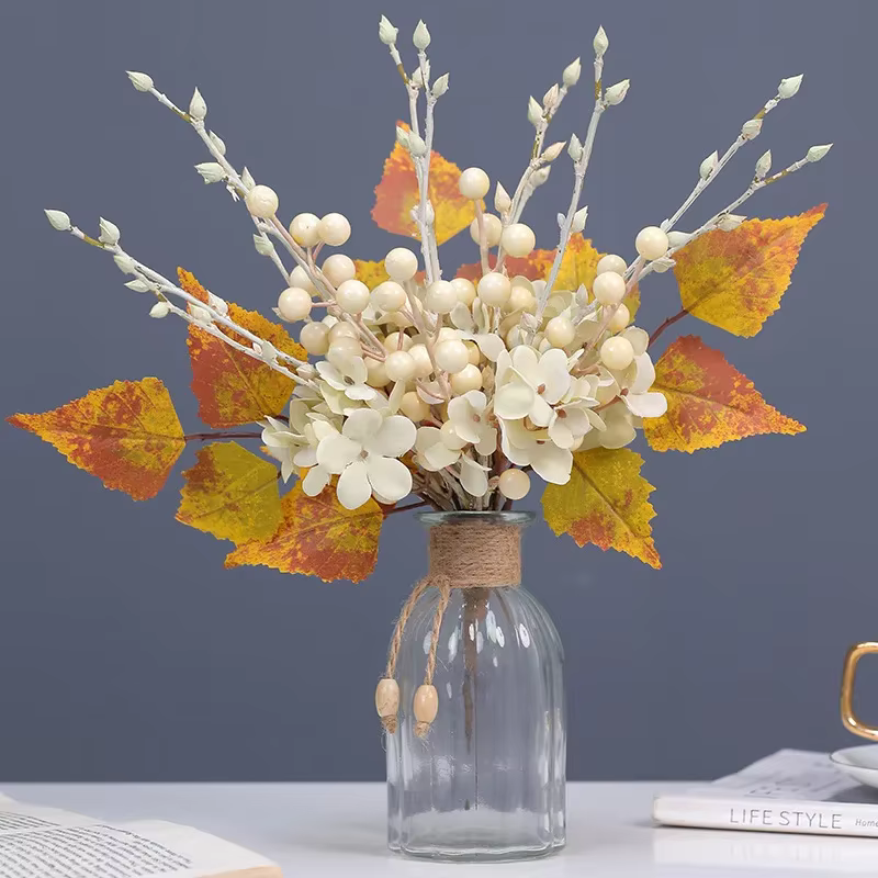 Bouquet de feuilles d'érable artificielles en mousse d'aloès vert