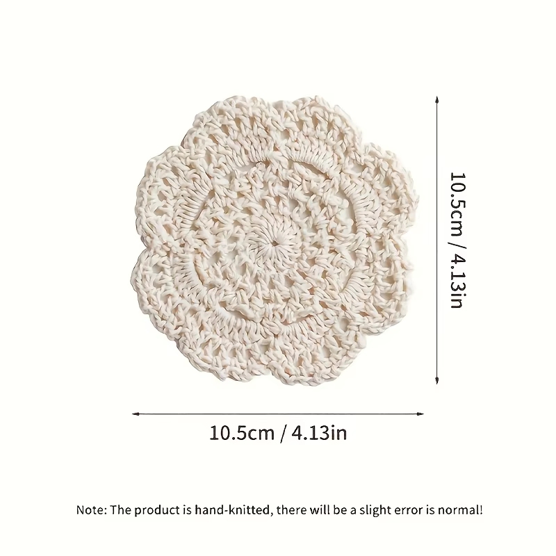 Vintage |     Crochet floral] 4 pièces de dessous-de-verre vintage en crochet floral |     Porte-gobelets décoratifs rustiques Cottagecore pour café