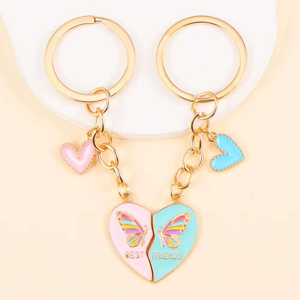Meilleur ami porte-clés émail amour coeur épissure pendentif porte-clés BFF pour toujours amitié bijoux accessoires sac à main voiture porte-clés