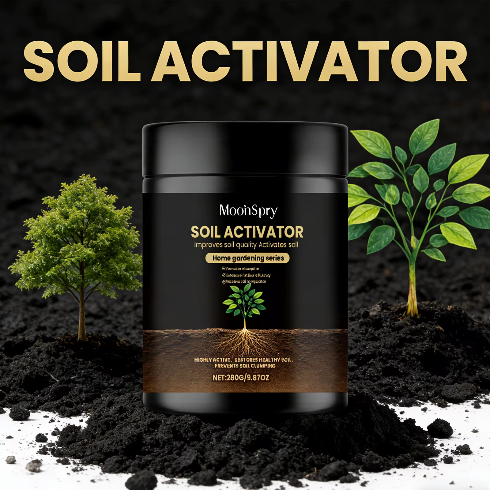 Activateur de sol pour plantes, améliore les nutriments du substrat, améliore la qualité du sol, facile à utiliser pour les plantes en pot, les fleurs et les légumes du jardin.