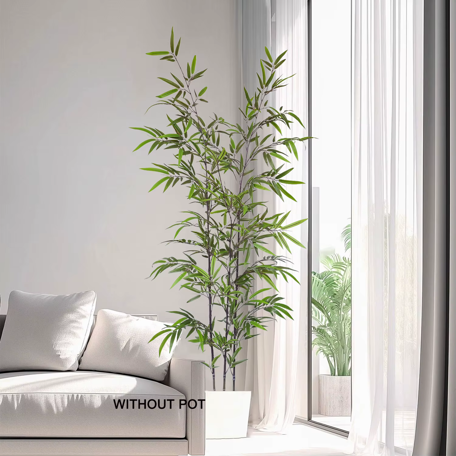 Plante artificielle en bambou de 130-210 cm, arbre artificiel réaliste, résistant aux UV, feuilles de palmier artificielles hautes pour la décoration intérieure de la maison et du bureau
