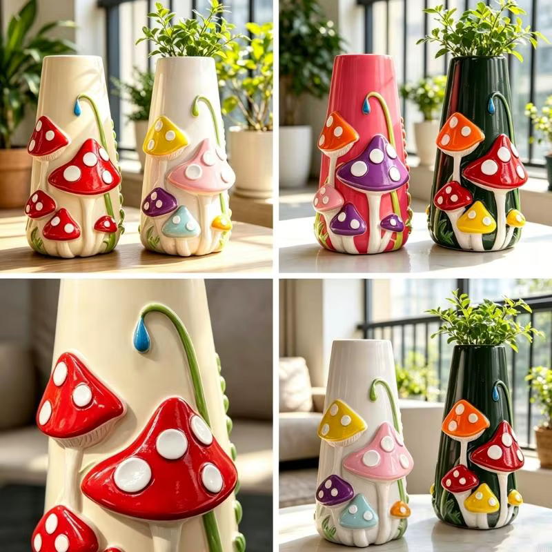 Vases en forme champignon pour fleurs
