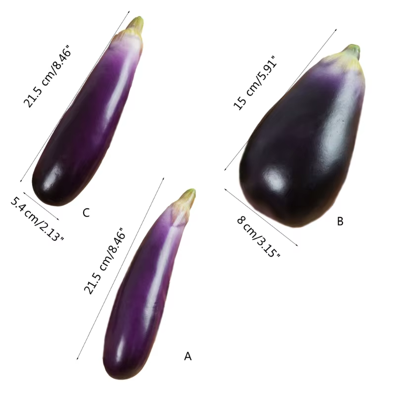 Simulation d'aubergines artificielles en mousse souple