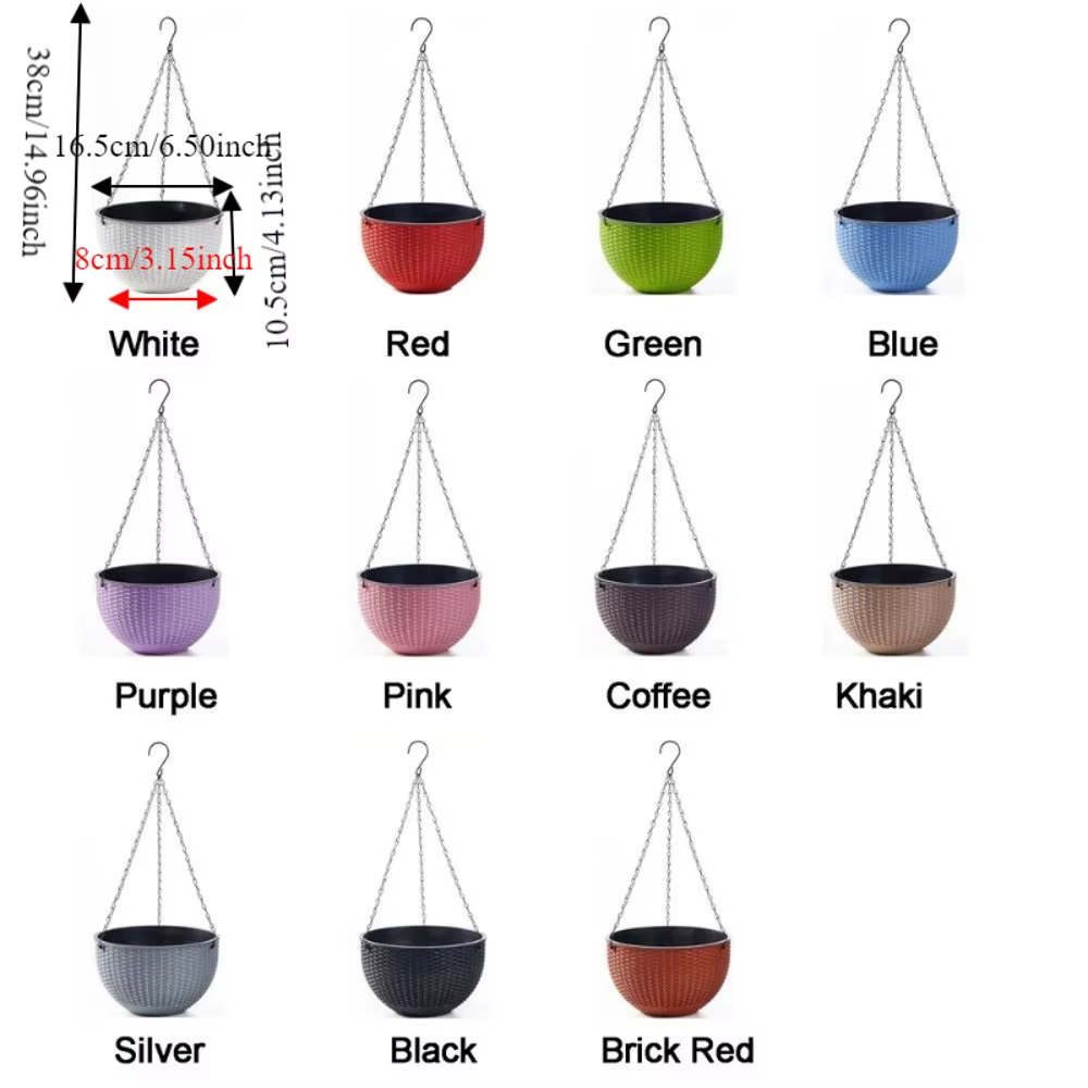 Pot suspendu en plastique imitation rotin