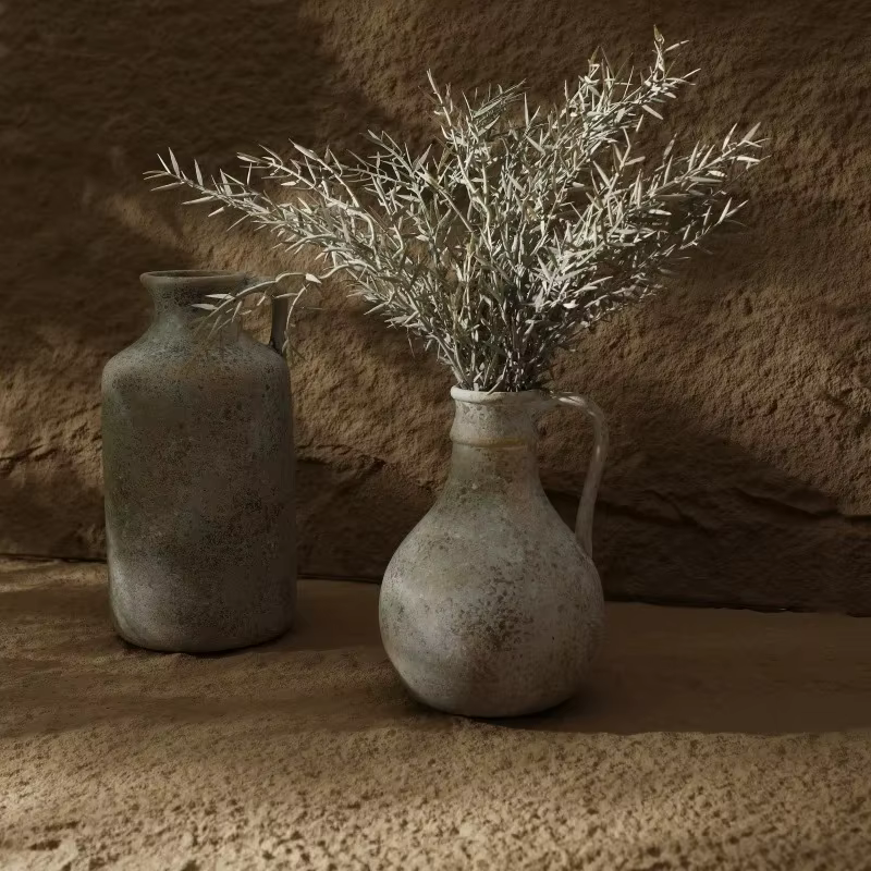 Vase en céramique Vintage, Arrangement floral fait à la main, accessoires de décoration pour la maison