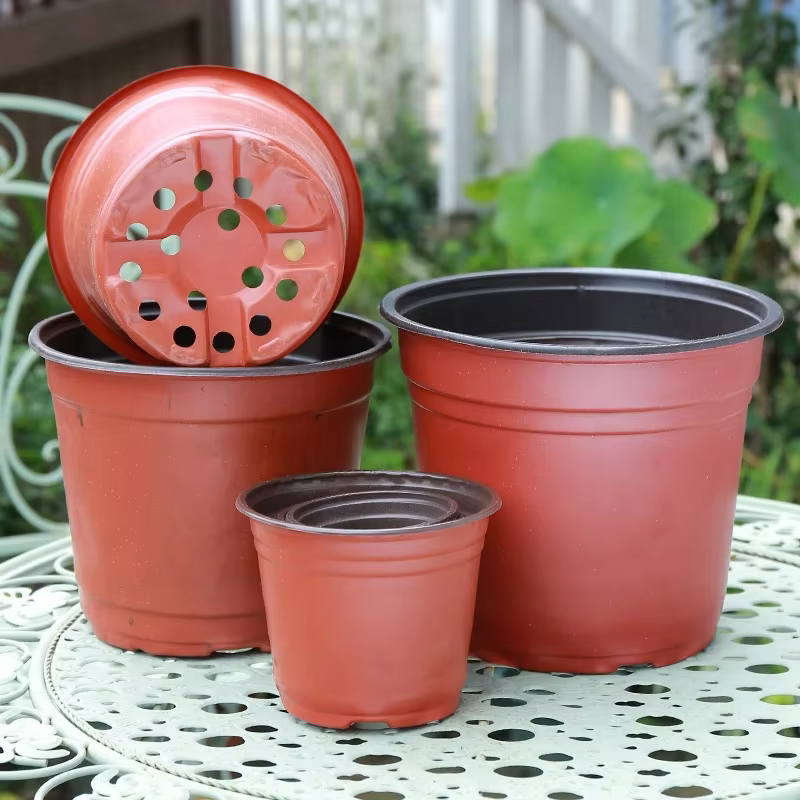 Pots de fleurs en plastique simples