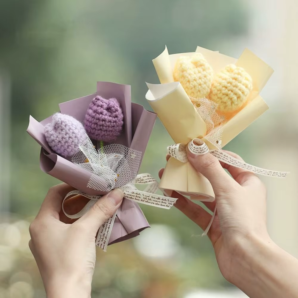 Bouquet de fleurs artificielles au crochet