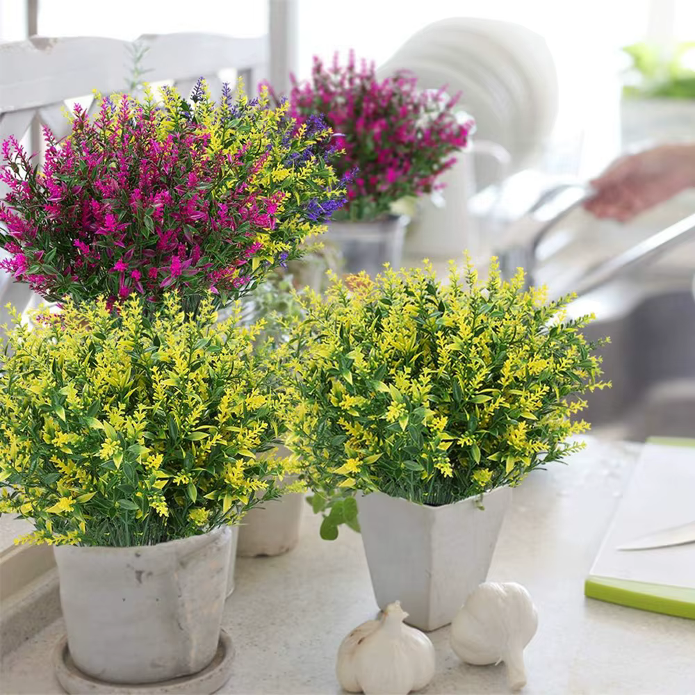 6Pcs Plante Artificielle Lavande Mariage Bouquet Maison Chambre ParterrOutdoor Jardin Cour Festival Décor BRICOLAGE Cadeau Boîte Photographie Prop