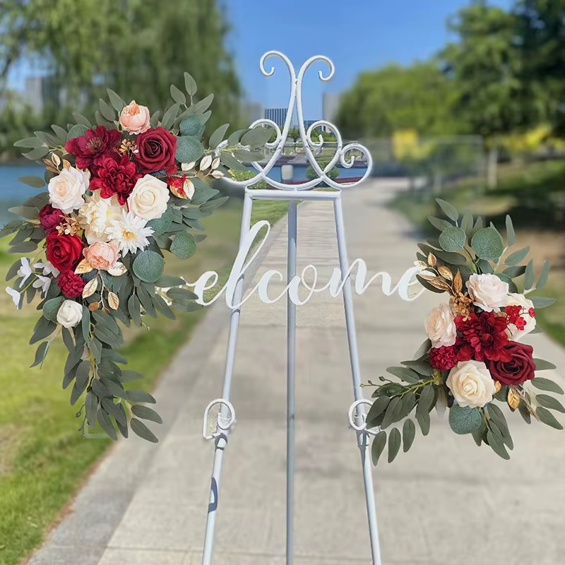 Ensemble de guirlandes florales artificielles bordeaux pour arche de mariage