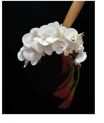 Bouquet de mariée cascade de perles et d'orchidées papillon - Fleur d'iris à main pour cérémonie de mariage et photographie en studio