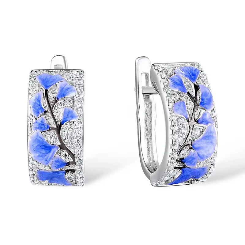 Bague Fleur en Argent pour Femme, Bague Fleur Bleue, Argent Sterling, Document de ix, Promesse de Mode, Bijoux de Mariage, Émail ocaMADE