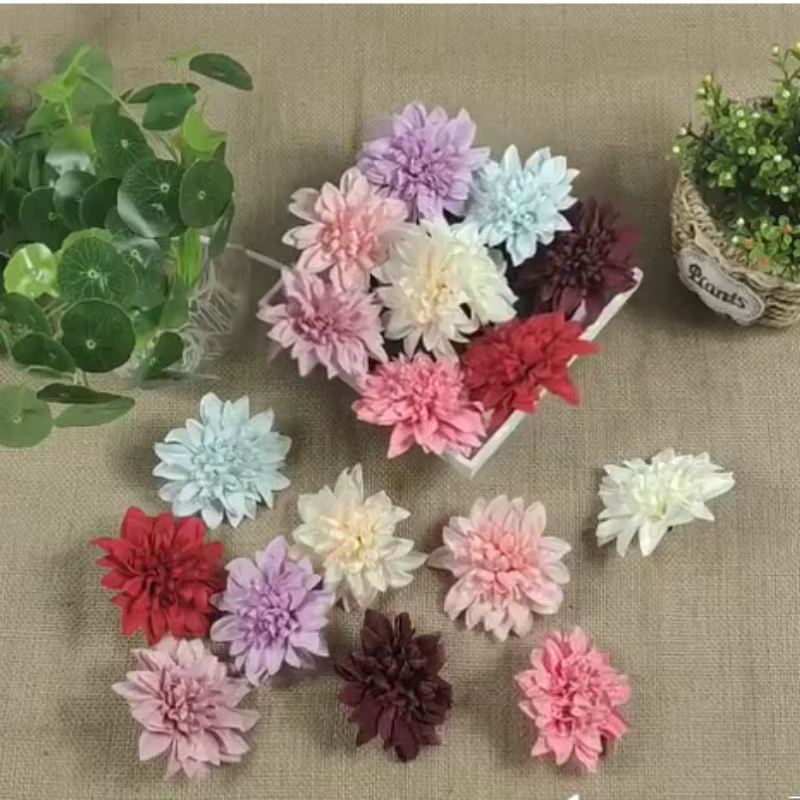 10 têtes de fleurs artificielles Dahlia de 10 cm