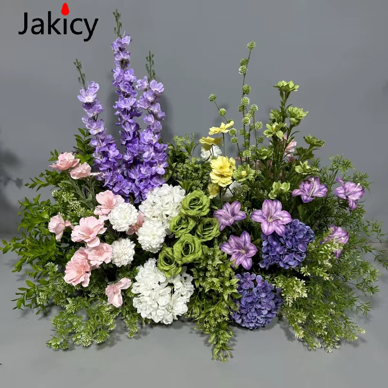 Plantes vertes feuille artificielle mariage soie fleur terre rangée