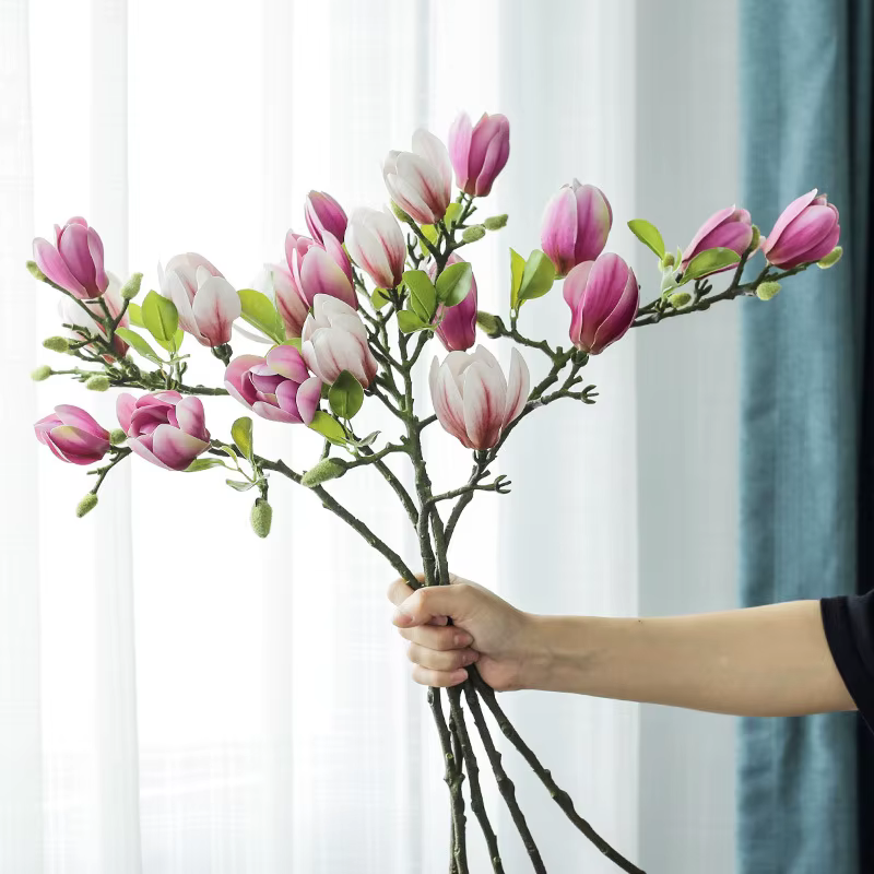 Fleur de Magnolia Artificielle à Branche Unique