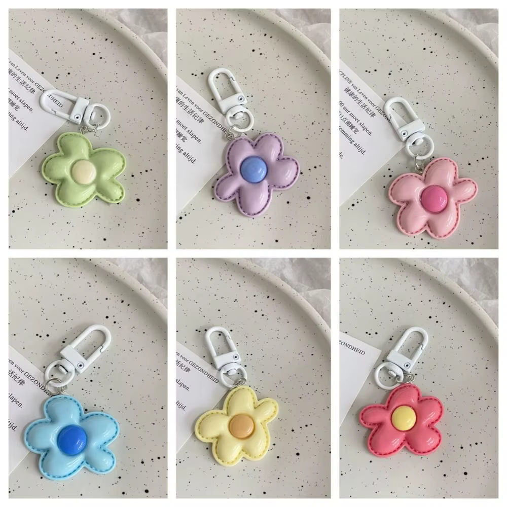 Porte-clés fleur de Style coréen, mignon, Mini porte-clés Floral en résine, pendentif floraison coloré Kawaii pour filles