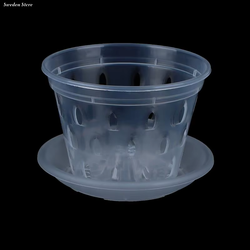 Pot de fleurs transparent avec trous