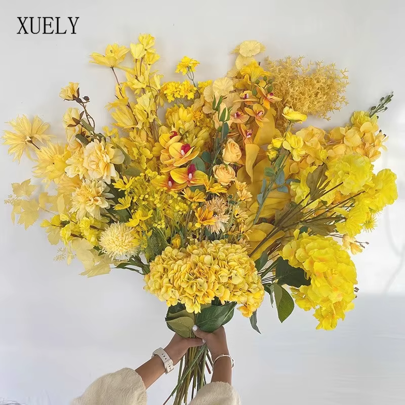 Plantes de fleurs artificielles série jaune