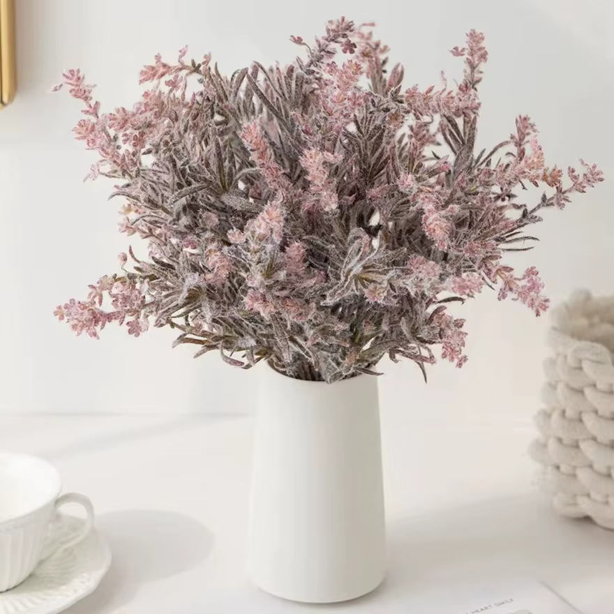 Fleur artificielle plante flocage lavande Bouquet Accueil Vase Table Jardin BRICOLAGE Cadeau Couronne Matériel De